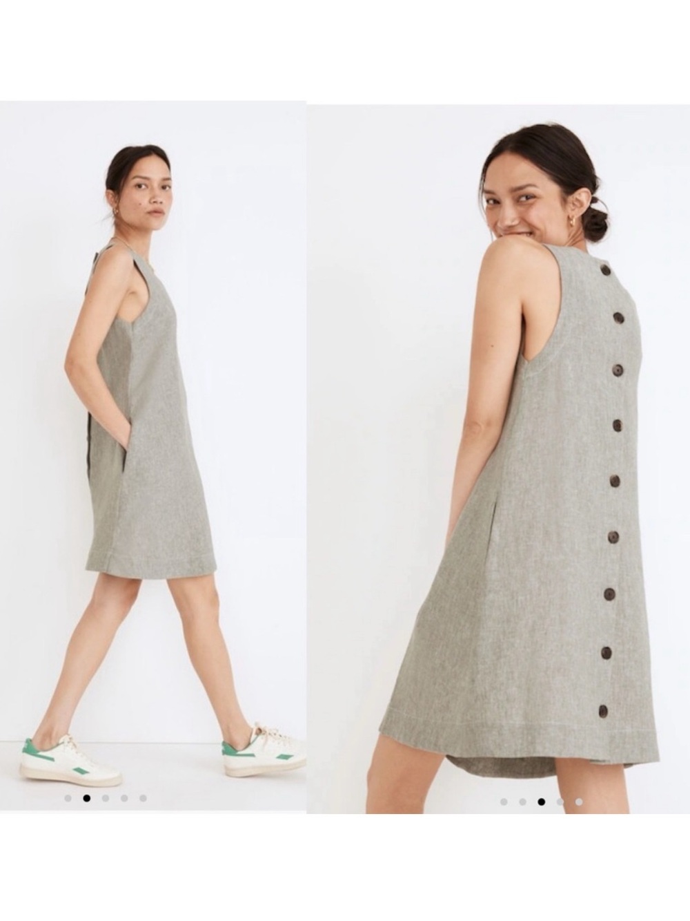 Madewell sage green linen shift dress